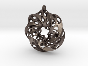 Mobius Square with Circles in Polished Bronzed Silver Steel