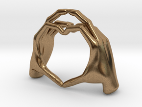 Hand-heart-27mm in Natural Brass