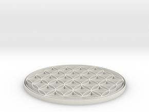 Flower of life coaster 80x3mm in White Natural Versatile Plastic
