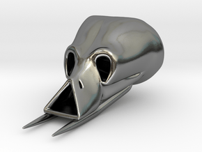 Alien Skull Pendant (40 mm H) in Polished Silver