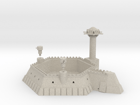 6 Sided Martian Villa With Towers in Natural Sandstone