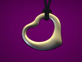 Open Heart Pandent, small in Polished Gold Steel