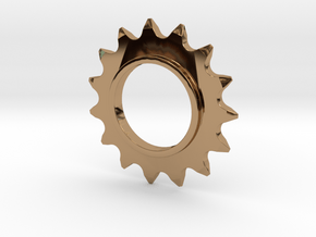 24mm Bicycle Track Sprocket Pendant 15t in Polished Brass