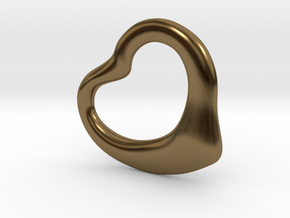 Open Heart Pandent, small in Polished Bronze