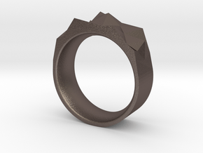 Triangulated Ring - 17mm in Polished Bronzed Silver Steel