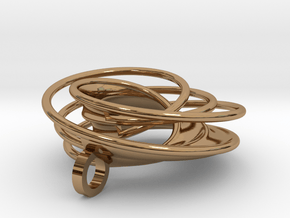 Twin Rail Mobius Pendant - small in Polished Brass