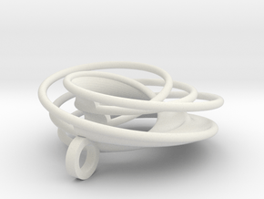 Twin Rail Mobius Pendant - small in White Natural Versatile Plastic
