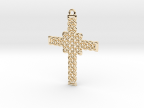 Celtic Knot Cross Pendant in 14K Yellow Gold: Small
