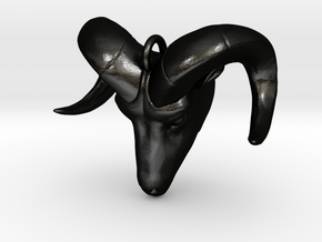 Ram Head Pendant in Matte Black Steel