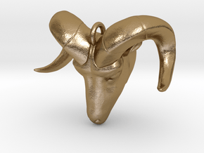 Ram Head Pendant in Polished Gold Steel