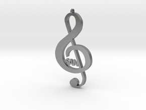 Treble Clef Music Symbol in Natural Silver