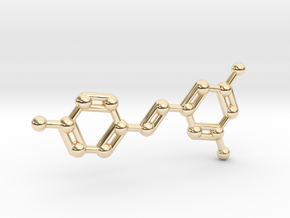 Resveratrol (Red Wine) Molecule Keychain in 14K Yellow Gold