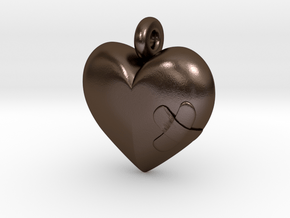 Wounded Heart Pendant in Polished Bronze Steel
