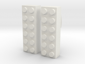 2x6 Brick Earring 2g in White Natural Versatile Plastic