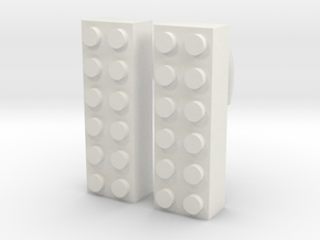 2x6 Brick Earring 00g in White Natural Versatile Plastic