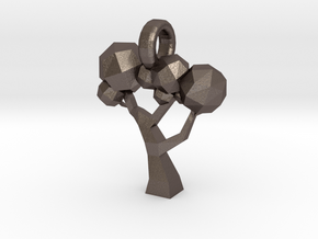 Low Poly Tree pendant in Polished Bronzed Silver Steel