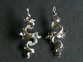 Dragon Earrings 4cm in Fine Detail Polished Silver
