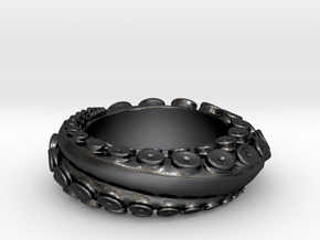 Octo Ring S10.5 in Polished and Bronzed Black Steel