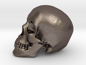 Detailed Human Skull (Life sized) in Polished Bronzed Silver Steel