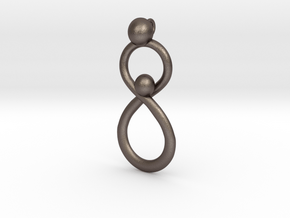 Infinite Mother And Child Pendant in Polished Bronzed Silver Steel