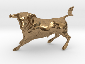 Wall Street Stock Market Bull in Natural Brass