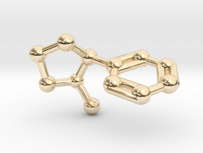 Nicotine Molecule Necklace Keychain in 14K Yellow Gold