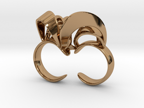Ribbon Double Ring 6/7  in Polished Brass