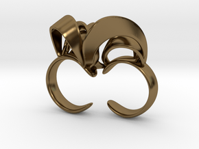 Ribbon Double Ring 6/7  in Polished Bronze