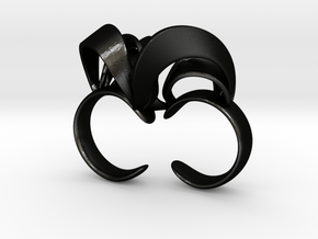 Ribbon Double Ring 6/7  in Matte Black Steel