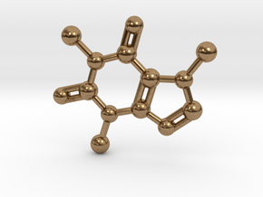 Caffeine molecule Necklace Pendant Big in Natural Brass
