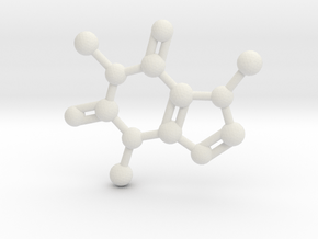 Caffeine molecule Necklace Pendant Big in White Natural Versatile Plastic