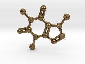 Caffeine molecule Necklace Pendant Big in Natural Bronze