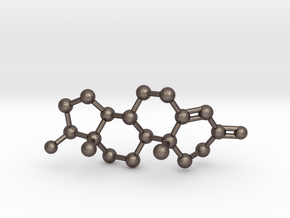 Testosterone Molecule Necklace BIG in Polished Bronzed Silver Steel