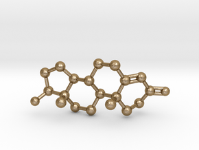 Testosterone Molecule Necklace BIG in Polished Gold Steel
