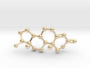 Testosterone Molecule Necklace BIG in 14K Yellow Gold
