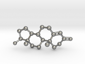 Testosterone Molecule Necklace BIG in Natural Silver