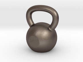 Tiny Kettlebell Pendant in Polished Bronzed Silver Steel