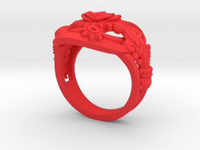 Botanica Mechanicum Ring SIZE 6 in Red Processed Versatile Plastic
