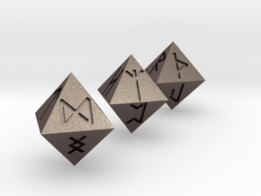 Rune Dice in Polished Bronzed Silver Steel