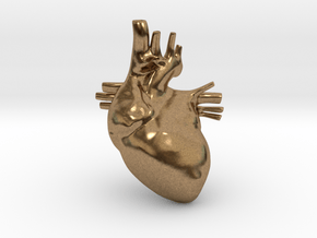 Anatomical Heart Hanger Pendant in Natural Brass