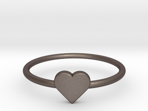 Knuckle Ring with heart, subtle and chic. in Polished Bronzed Silver Steel