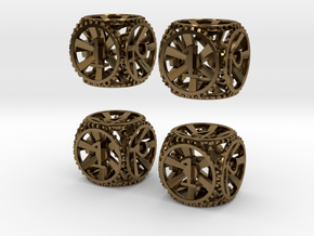 Gear Dice - D6 4 Pack in Polished Bronze