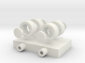 Simple Wheels, Pins and Chassis in White Natural Versatile Plastic