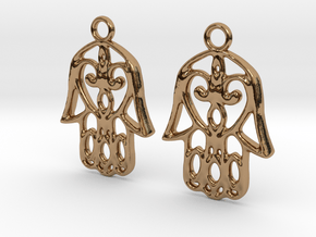 Hamsa Hand Earrings in Polished Brass