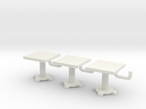 Square Tables HO Scale X3 in White Natural Versatile Plastic