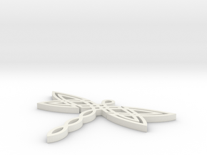 Celtic Dragonfly Pendant in White Natural Versatile Plastic