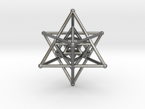3 Merkabah Star Tetrahedrons Nested 50mm in Polished Silver