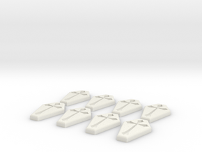 Coffin Buttons in White Natural Versatile Plastic