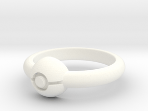 Pokeball Ring-Thin Band (Edit size in description) in White Processed Versatile Plastic