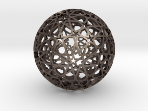 Islamic star ball with ten-pointed rosettes in Polished Bronzed Silver Steel